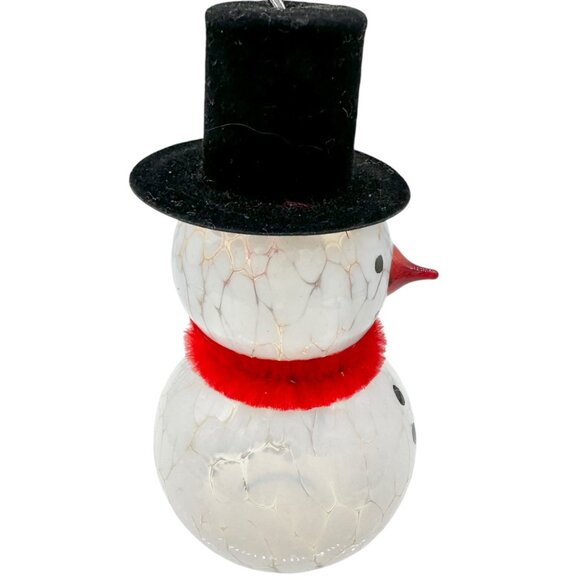 Handcrafted Reinhard Herzog Lampwork Glass Art Snowman Ornament Made in Germany - Picture 5 of 9